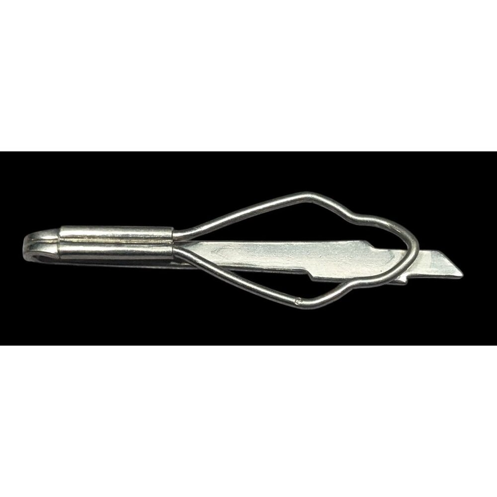 Vintage MidCentury Silver  Tone Tie  Clip
